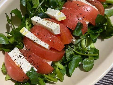 クレソンとトマトとクリームチーズのサラダ